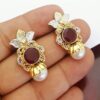 Ruby Pearl Earrings, Gold Shine, cheap best price